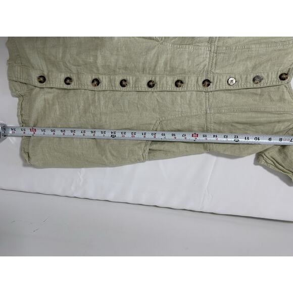 Madewell Linen Milkmaid Dress Full Button Puff Sleeves Green Size 2 Womens Boho - Picture 7 of 8